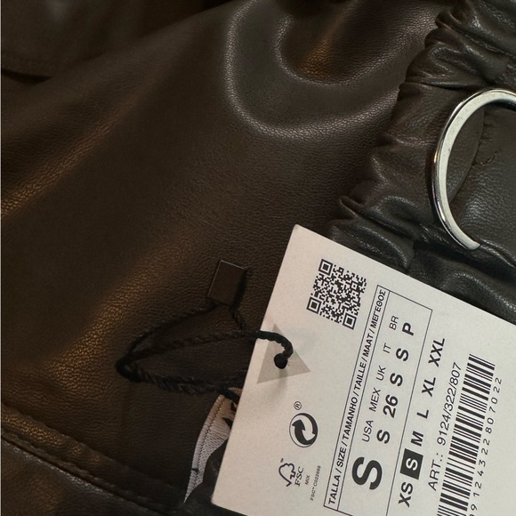 NWT Zara Woman Faux Leather Cargo Khaki Green Bloggers Fav Skirt Size S Small - Picture 13 of 14